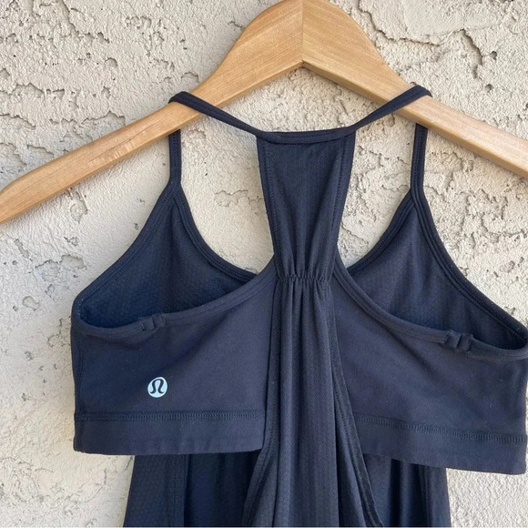 Lululemon Women's Black No Limits Built In Sports Bra Open Sides Tank Top Size 6 - Picture 8 of 11